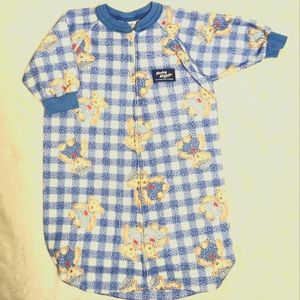 Vintage OshKosh Long-sleeved Zip-up Sleep Sack Plaid with Bears - RARE
